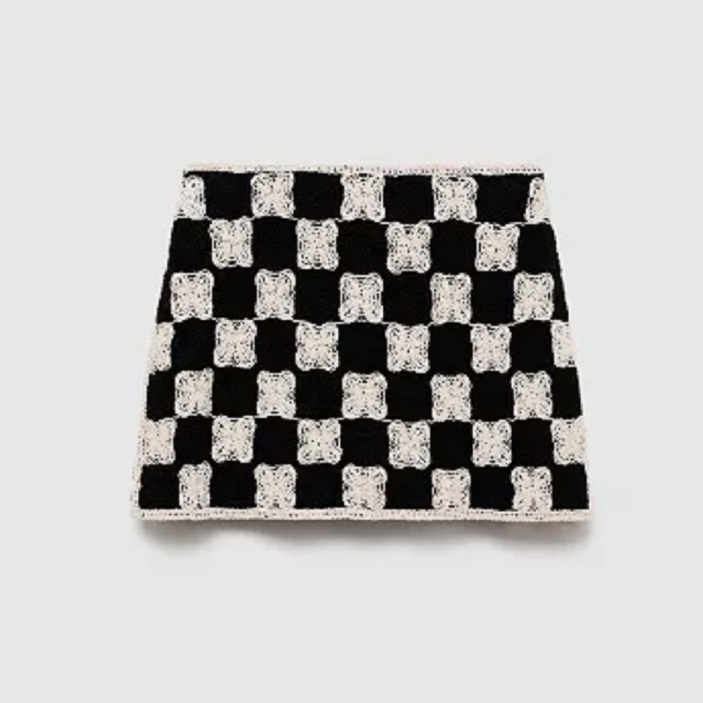 Mango Check Crochet Mini Skirt - Picture 2 of 5